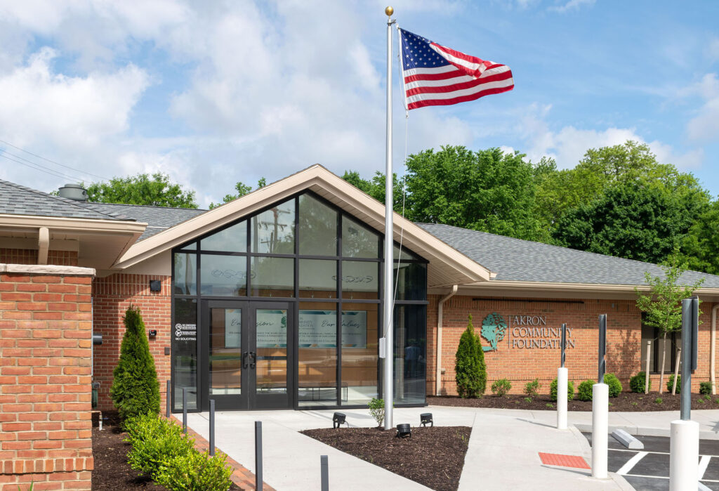 ACF building entrance with flag pole