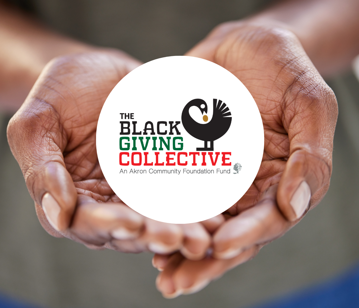 Black Giving Collective logo overlaid on cupped hands