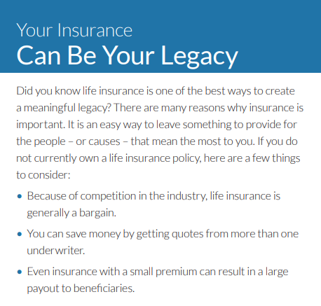 Graphic Titled "Your Insurance Can Be Your Legacy"
