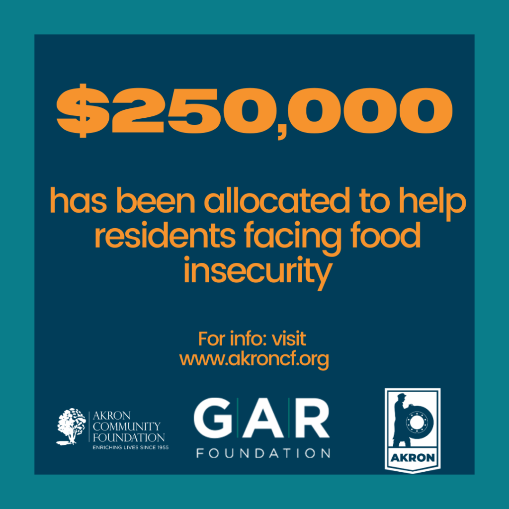 graphic that states "$250,000 has been allocated to help residents facing food insecurity