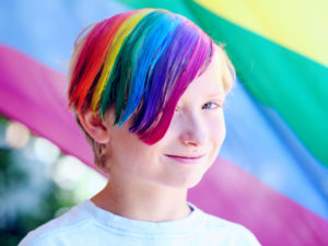 Child with rainbow hair