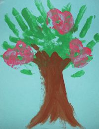 Child's handprint painting