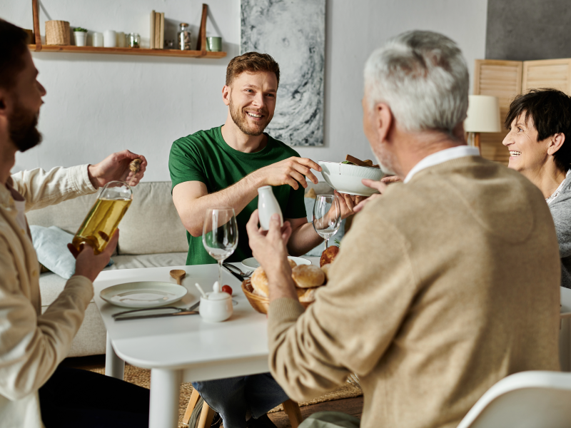 Family eating dinner together