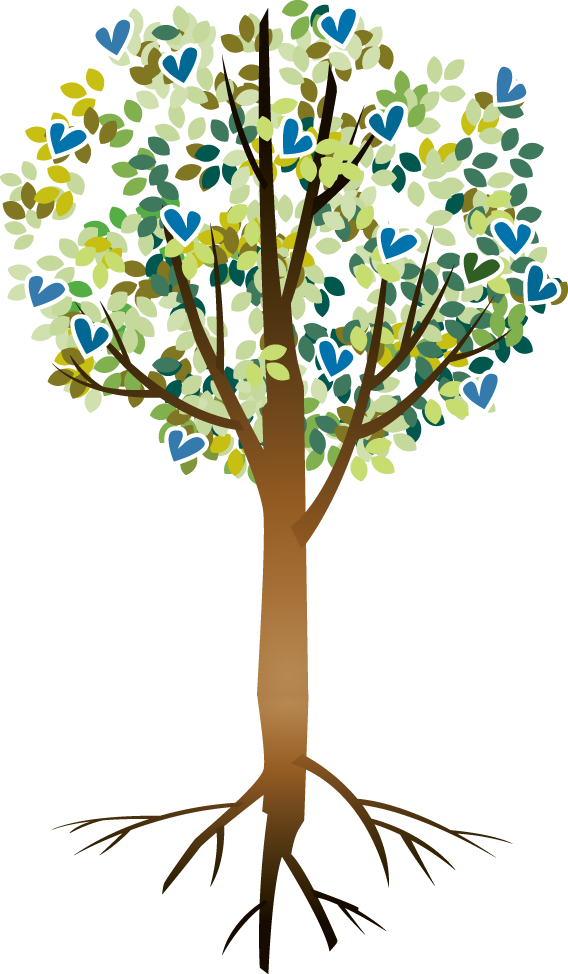 Tree graphic with hearts on leaves